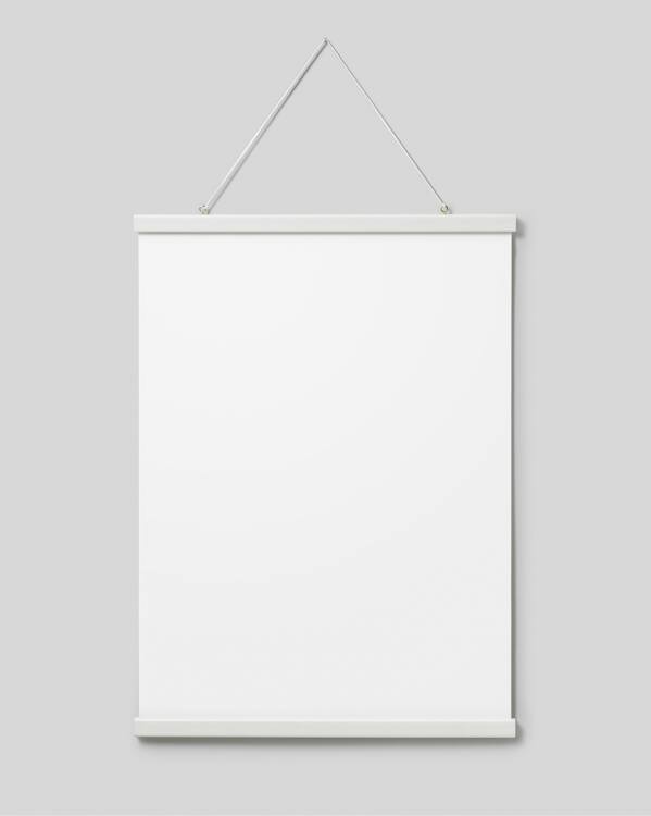  - Biała zawieszka do plakatu z mocowaniem za pomocą magnesu, 51 cm